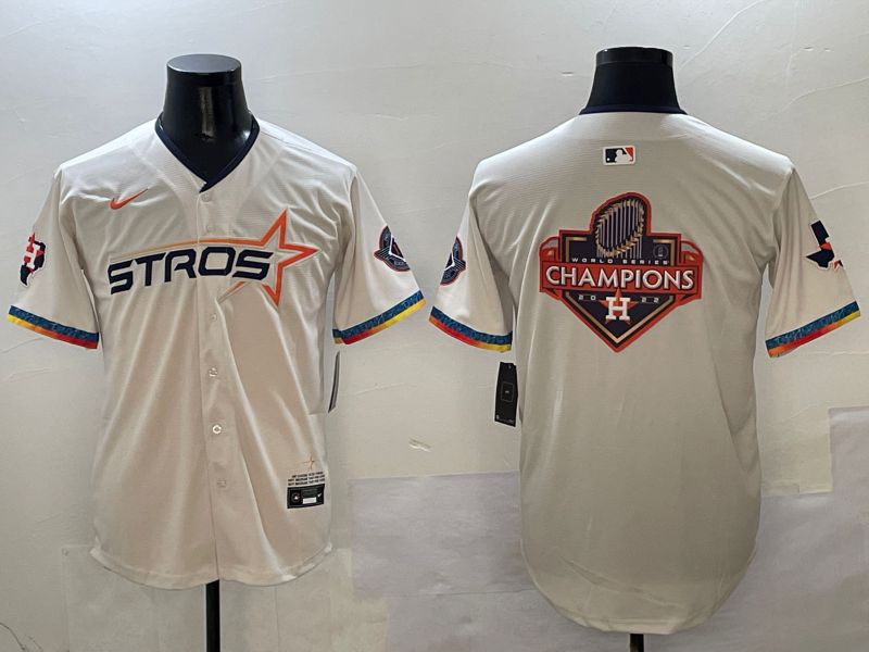Men Houston Astros Blank Cream Fourth generation Joint Name 2025 Nike MLB Jersey style 41412->houston astros->MLB Jersey